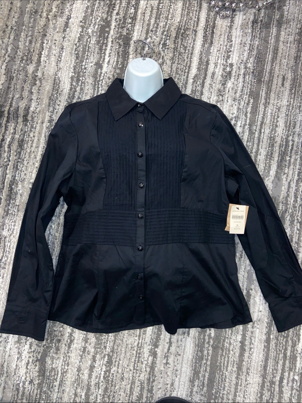 NWT Coldwater Creek black, long sleeve tuxedo shirt, size XL 18